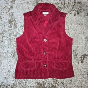 Christopher And Banks Corduroy Vest Red Womens S